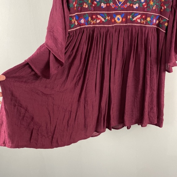 Alter’d State Burgundy Bell Sleeve Floral Dress / Tunic  Size Medium - Picture 6 of 13